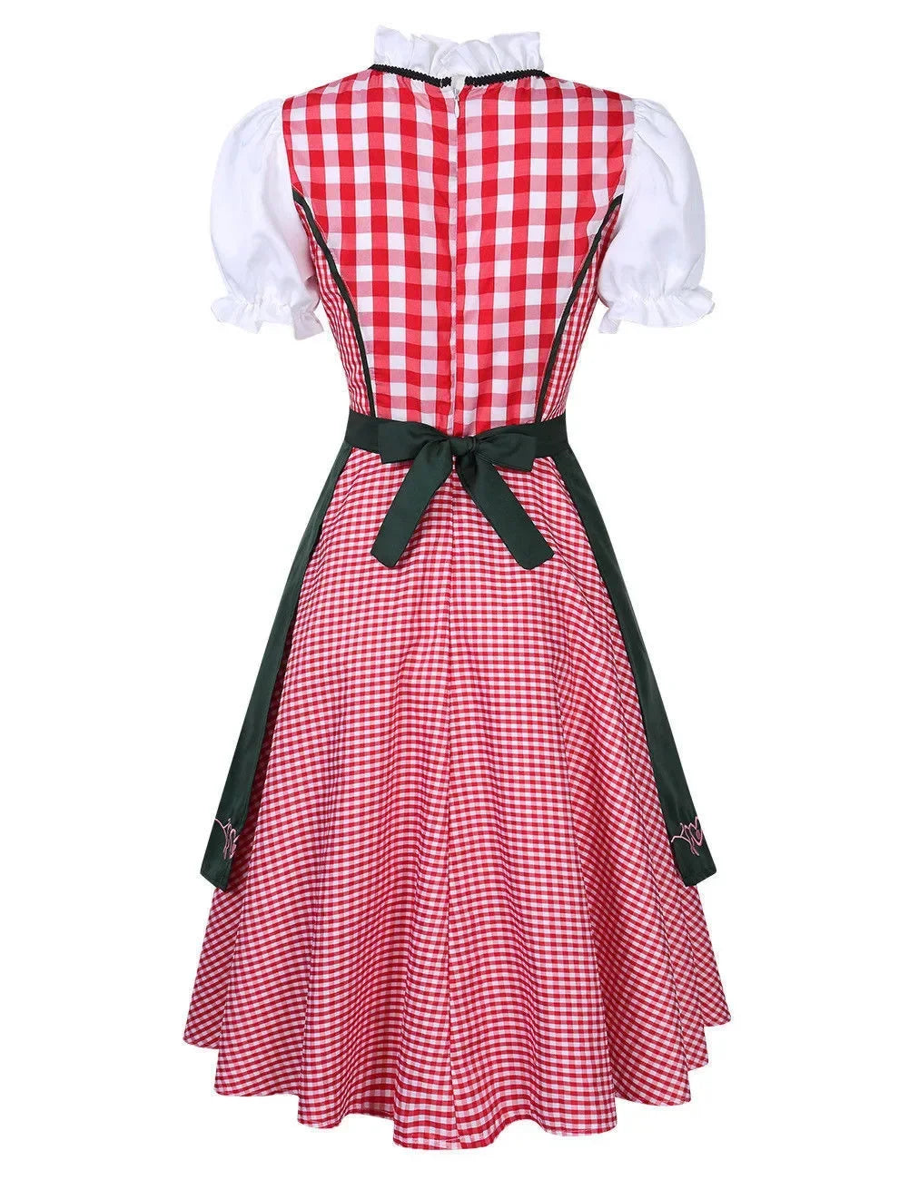 Traditional German Plaid Dirndl Dress for Women Oktoberfest Costume Adult Beer Festival Cosplay Halloween Fancy Party Dress