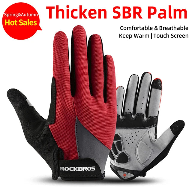 ROCKBROS Windproof Cycling Bicycle Gloves Touch Screen Riding MTB Bike Glove Thermal Warm Motorcycle Winter Autumn Bike Clothing