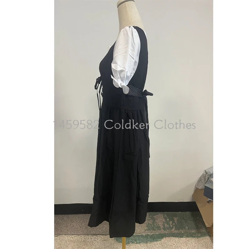 German Ladies Beer Maid Dirndl Bavarian Oktoberfest Dress with Apron Costumes Party Halloween Fancy Dress Plus Size S-5XL