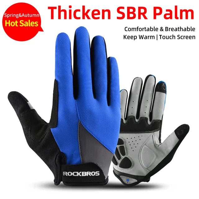 ROCKBROS Windproof Cycling Bicycle Gloves Touch Screen Riding MTB Bike Glove Thermal Warm Motorcycle Winter Autumn Bike Clothing