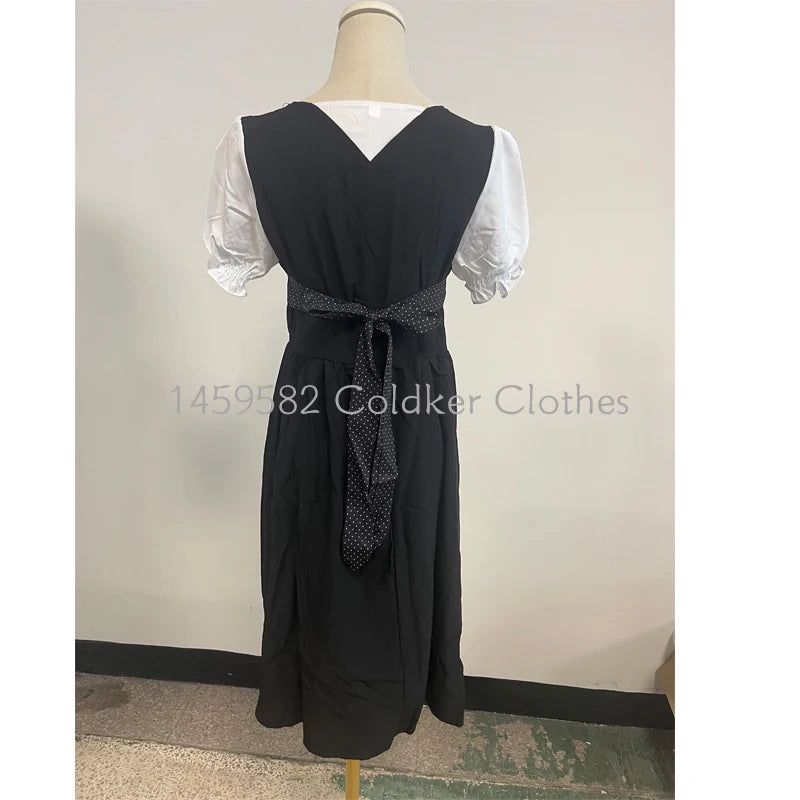 German Ladies Beer Maid Dirndl Bavarian Oktoberfest Dress with Apron Costumes Party Halloween Fancy Dress Plus Size S-5XL