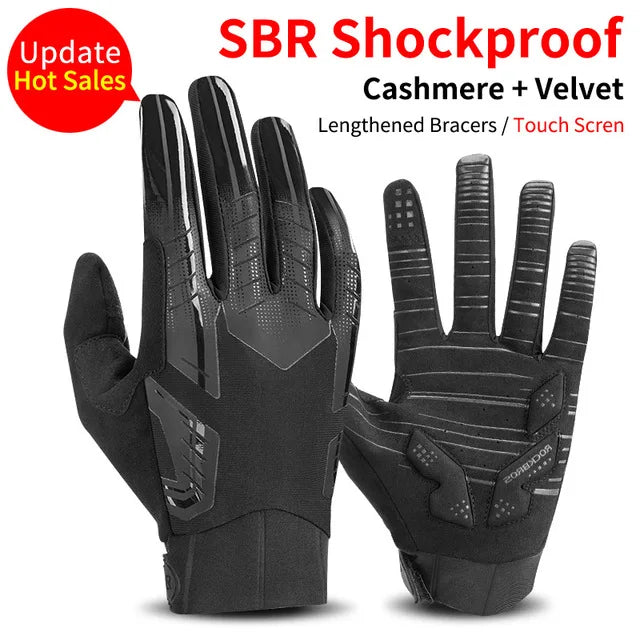 ROCKBROS Windproof Cycling Bicycle Gloves Touch Screen Riding MTB Bike Glove Thermal Warm Motorcycle Winter Autumn Bike Clothing