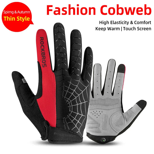 ROCKBROS Windproof Cycling Bicycle Gloves Touch Screen Riding MTB Bike Glove Thermal Warm Motorcycle Winter Autumn Bike Clothing