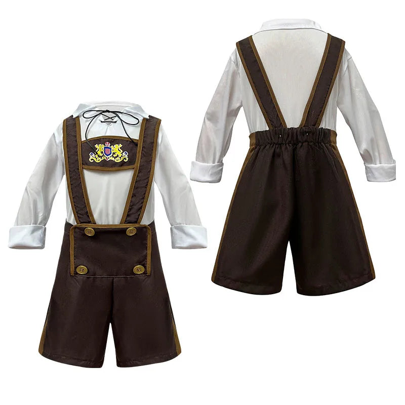 Boys and Girls German Oktoberfest Costume Children's Day Culture Festival Art Performance Traditional Dress Beer Costume and Hat