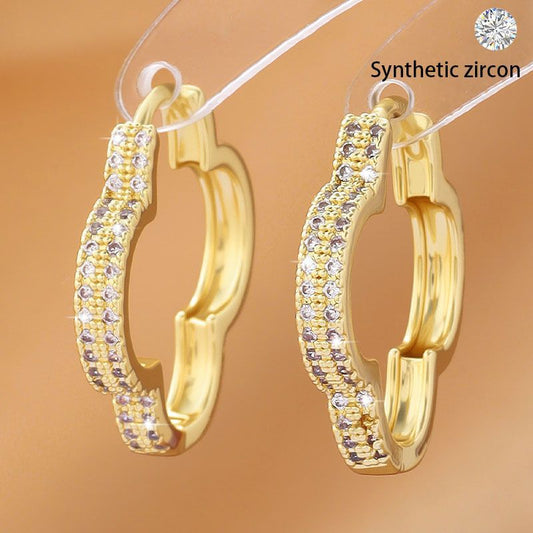 Heart-shaped Micro-inlaid Zirconia Sparkling Peach Heart Design Exquisite Earrings