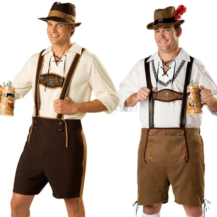 Classic Male Oktoberfest Costumes Bavarian Men's Suspenders Lederhosen Costume Cosplay Carnival Halloween Party Fancy Outfit