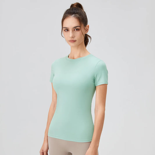 2024 Women Sports Shirt Tight Yoga top Quick Dry Gym Top Outdoor Short Sleeve  Running Sportswear Women T-shirts