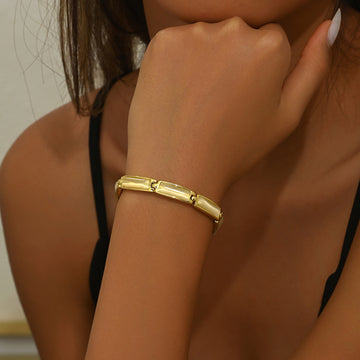 Geometric Rose Gold Opal Bracelet For Women