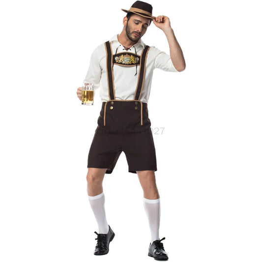 Classic Male Oktoberfest Costumes Bavarian Men's Suspenders Lederhosen Costume Cosplay Carnival Halloween Party Fancy Outfit