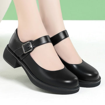 Round Head Fashion Soft Leather Comfortable Breathable Trendy