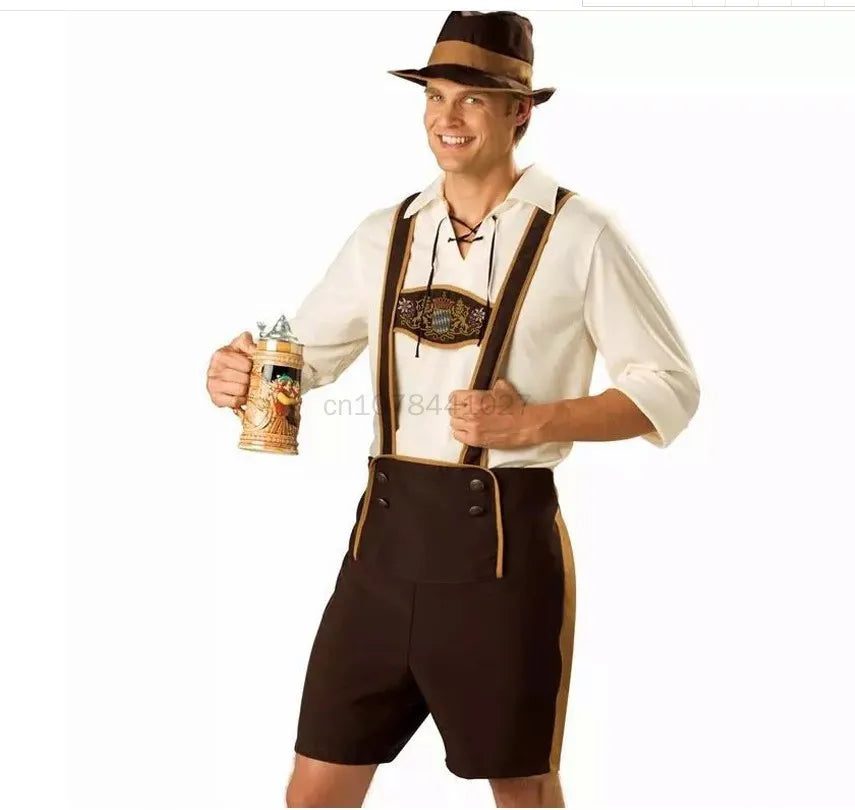 Classic Male Oktoberfest Costumes Bavarian Men's Suspenders Lederhosen Costume Cosplay Carnival Halloween Party Fancy Outfit