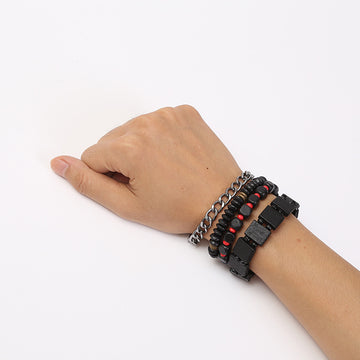 Retro Woven Alloy Men's Beaded Bracelet