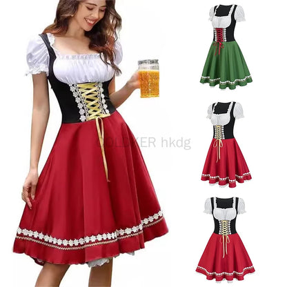 2025 New Women's Munich Oktoberfest Costume Dirndl Dress Traditional German Bavarian Beer Girl Party Dresses