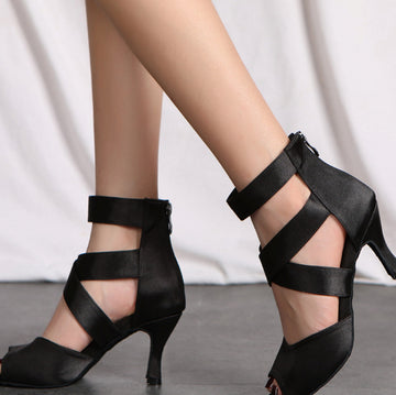 Skin-colored Women's Adult Sexy Fish Mouth Latin Cha-cha Dance Shoes