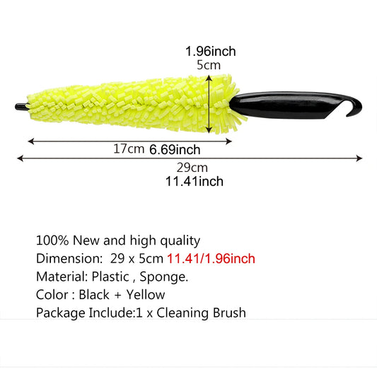 29cm Sponge Brush Motorcycle Wheel Rims Washer Car Hubcaps Wash Auto Cleaning Tool With Handle Bicycle Dirt Pit Bike Accessories