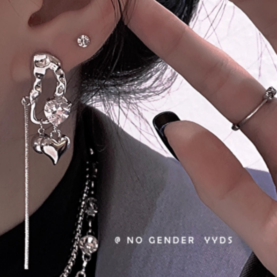 Asymmetrical Textured Stud Earrings For Women, Niche Design