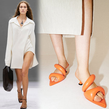 European And American Pointed Soft Leather Kitten Heel Single Sole